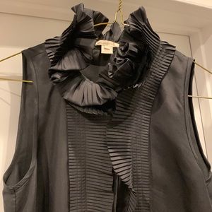 J. Crew Black silk ruffled blouse